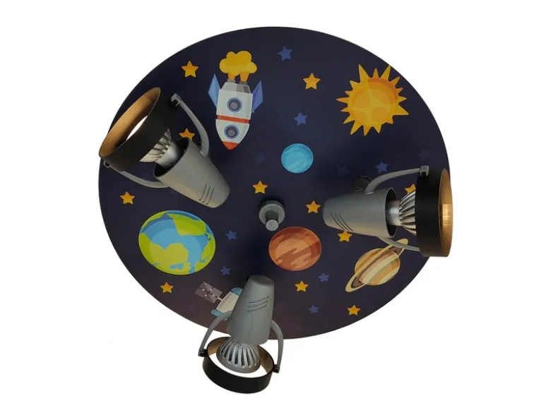 Coole Deckenlampe mit Weltall Motiv für Kinderzimmer 3 flammig schwenkbar Ø 35cm