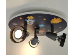 Coole Deckenlampe mit Weltall Motiv für Kinderzimmer 3 flammig schwenkbar Ø 35cm