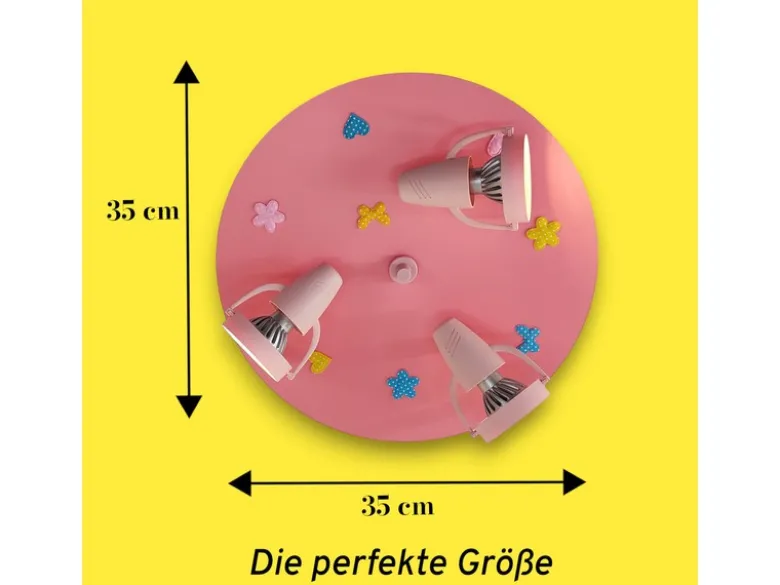 Coole Deckenlampe Natur Motive für Kinderzimmer 3 flammig schwenkbar Rosa Ø 35cm