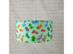 Coole Dino Hängelampe für Kinderzimmer mit Stoffschirm, bunt Ø 35cm