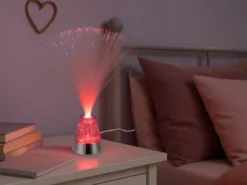 Coole Faserlampe mit RGB Farbwechsel, auch Batteriebetrieb geeignet, Höhe 31,5cm