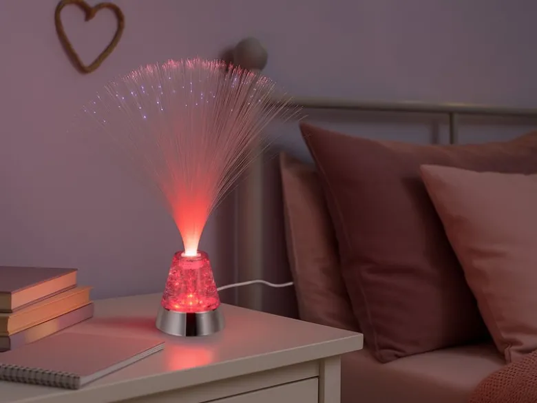 Coole Faserlampe mit RGB Farbwechsel, auch Batteriebetrieb geeignet, Höhe 31,5cm