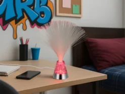 Coole Faserlampe mit RGB Farbwechsel, auch Batteriebetrieb geeignet, Höhe 31,5cm