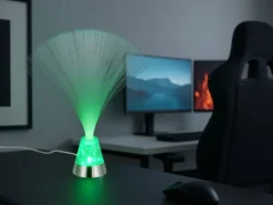 Coole Faserlampe mit RGB Farbwechsel, auch Batteriebetrieb geeignet, Höhe 31,5cm