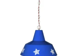 Coole Hängeleuchte im Amerika-Look,Metall blau mit weißen Sternen,E27 max. 60W