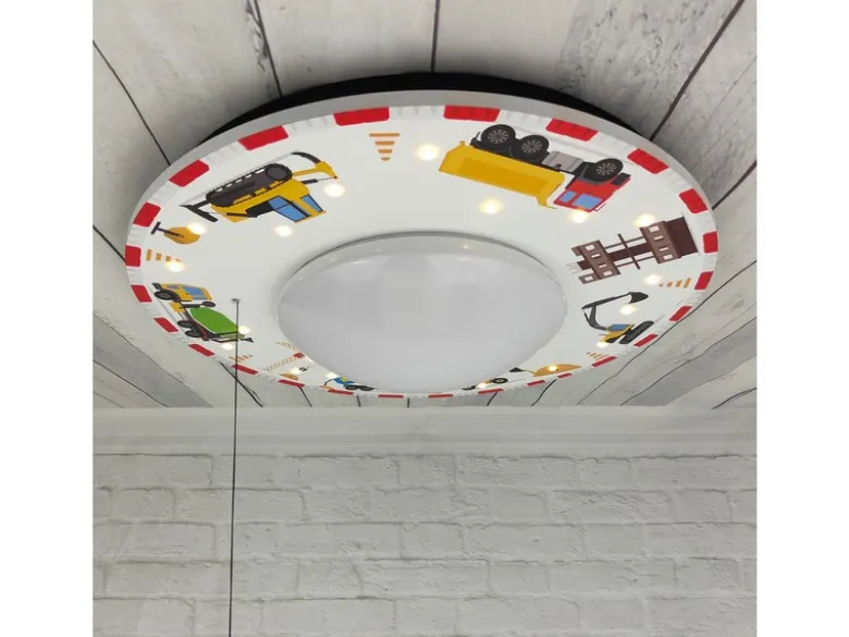 Coole LED Deckenleuchte Baustelle fürs Kinderzimmer Schlummerlicht bunt Ø54cm