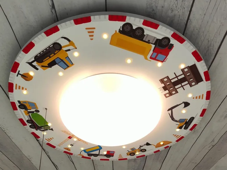 Coole LED Deckenleuchte Baustelle fürs Kinderzimmer Schlummerlicht bunt Ø54cm