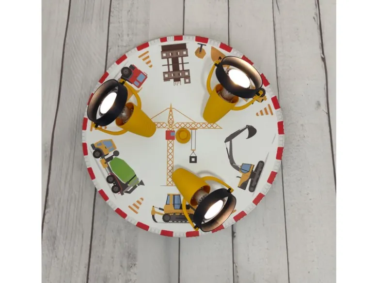 Coole LED Deckenleuchte Baustelle fürs Kinderzimmer 3 flammig schwenkbar Ø35cm
