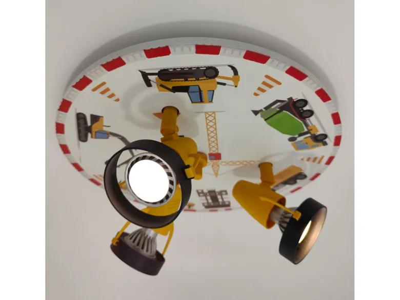 Coole LED Deckenleuchte Baustelle fürs Kinderzimmer 3 flammig schwenkbar Ø35cm
