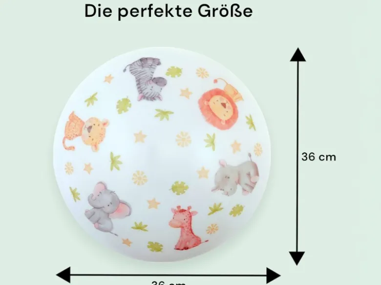 Coole LED Deckenleuchte dimmbar mit Safari Motiv fürs Kinderzimmer, bunt Ø 35cm