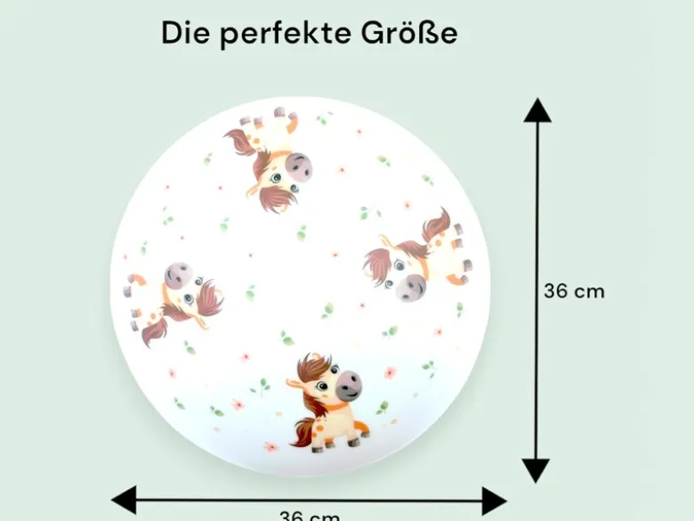 Coole LED Deckenleuchte dimmbar mit Pony Motiv fürs Kinderzimmer, bunt Ø 35cm