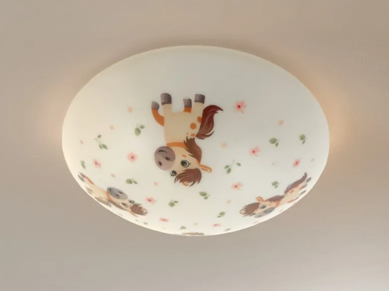 Coole LED Deckenleuchte dimmbar mit Pony Motiv fürs Kinderzimmer, bunt Ø 35cm