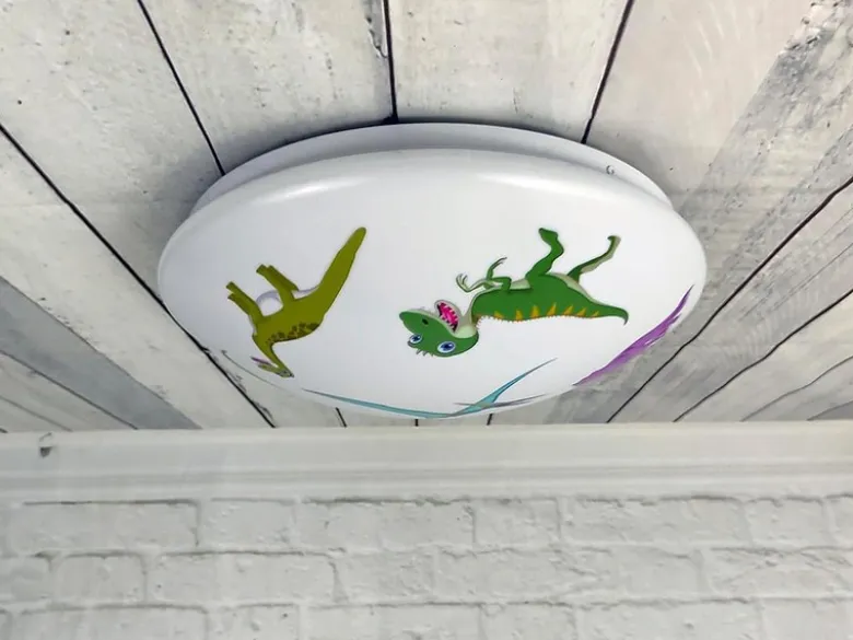 Coole LED Deckenleuchte mit Dino Motiv fürs Kinderzimmer, bunt Ø 35cm
