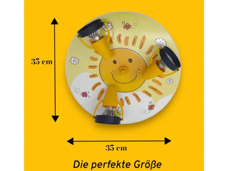 Coole LED Deckenleuchte Sonne fürs Kinderzimmer 3 flammig schwenkbar Ø35cm