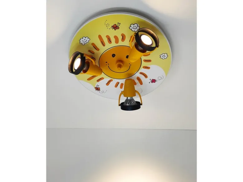 Coole LED Deckenleuchte Sonne fürs Kinderzimmer 3 flammig schwenkbar Ø35cm