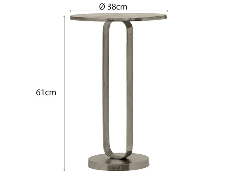 Couchtisch 2er Set rund aus Metall in Silber, Höhe 61cm