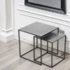 Couchtisch SHANIA 2er Set - Satztisch Metall in Schwarz Silber
