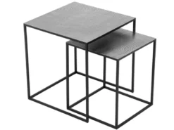 Couchtisch SHANIA 2er Set - Satztisch Metall in Schwarz Silber