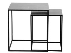 Couchtisch SHANIA 2er Set - Satztisch Metall in Schwarz Silber