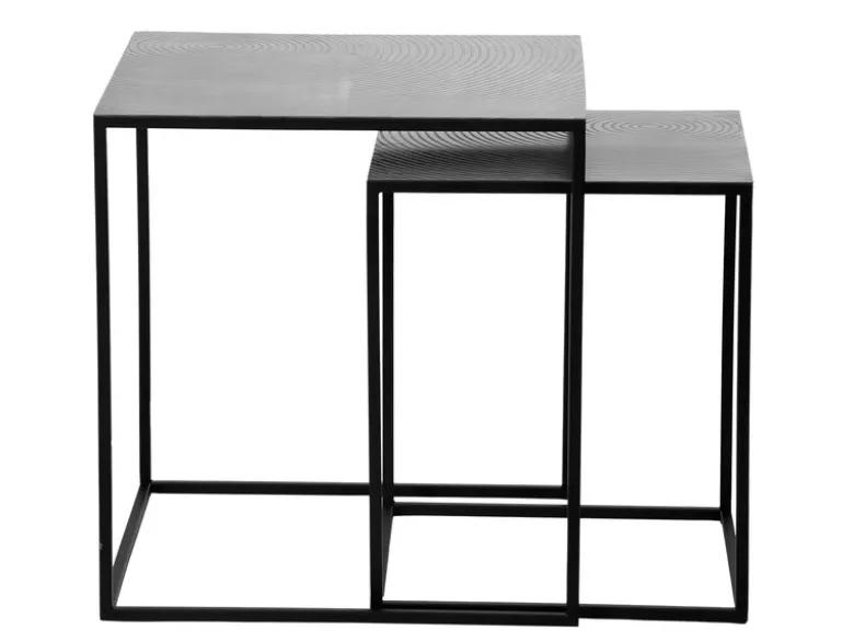 Couchtisch SHANIA 2er Set - Satztisch Metall in Schwarz Silber