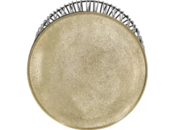 Couchttisch 2 teilig Korbtisch Metall Schwarz mit Tischplatte Gold, Höhe 46cm