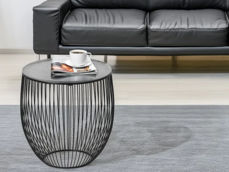 Couchttisch 2 teilig Korbtisch Metall Schwarz mit Tischplatte Silber, Höhe 42cm