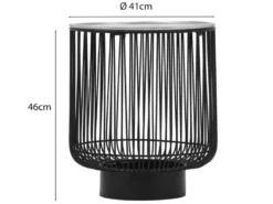 Couchttisch 2 teilig Korbtisch Metall Schwarz mit Tischplatte Silber, Höhe 46cm