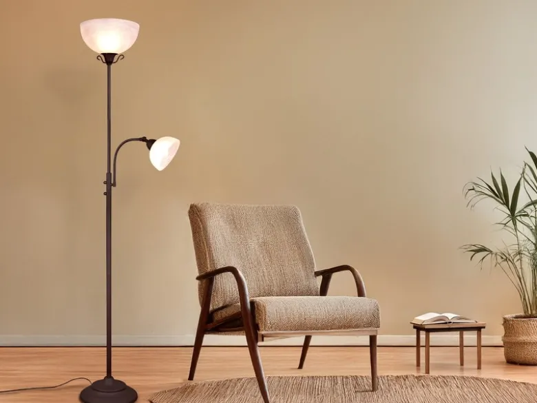 Deckenfluter COUNTRY mit Leselampe im Landhausstil, Rostfarbig, Höhe 184cm