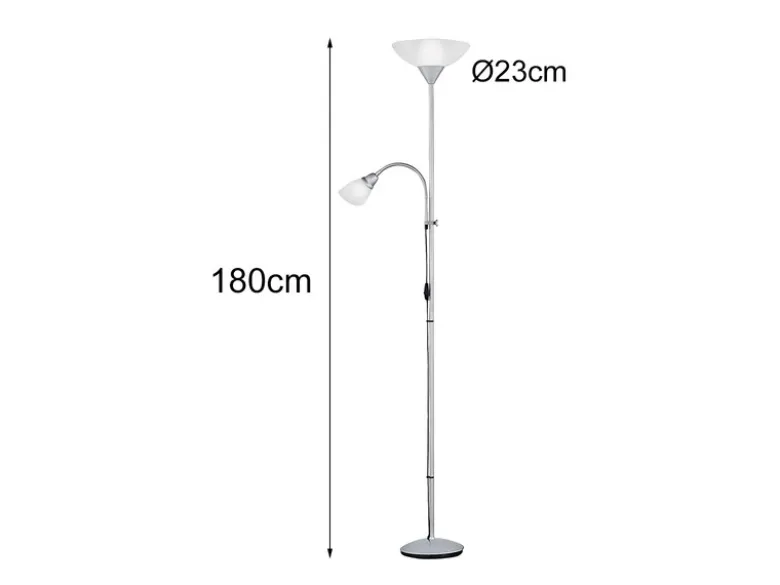 Deckenfluter ERZWO mit flexibler Leselampe, Höhe 180cm