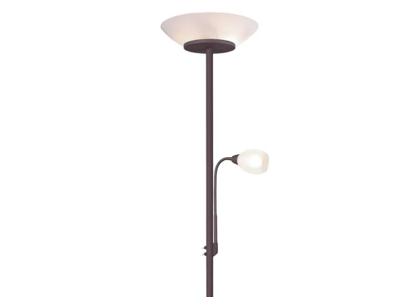 Deckenfluter GERRY mit Flex Leselampe, Rostoptik & Glas Weiß, Höhe 180cm