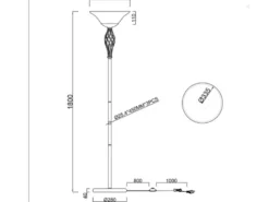 Deckenfluter Landhausstil Rostoptik mit Glasschirm Weiß & E27 LED, Höhe 180cm