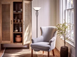 Deckenfluter Landhausstil Rostoptik mit Glasschirm Weiß & E27 LED, Höhe 180cm