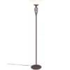 Deckenfluter RUSTICA Landhausstil Rostoptik mit E27 Glasschirm, Höhe 180cm
