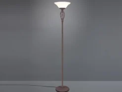 Deckenfluter RUSTICA Landhausstil Rostoptik mit E27 Glasschirm, Höhe 180cm