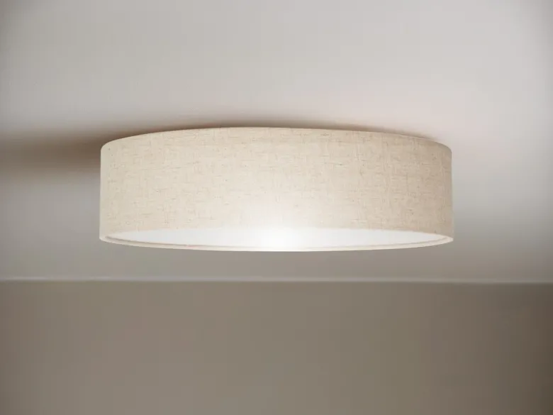 Deckenlampe CEILING DREAM, Leinen Stoffschirm / Abdeckung satiniert, Ø 40cm