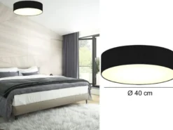 Deckenlampe CEILING DREAM, Stoff Schwarz / Abdeckung satiniert, Ø 40cm
