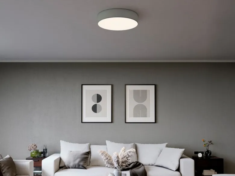 Deckenlampe CEILING DREAM, Stoff Grau / Abdeckung satiniert, Ø 50cm