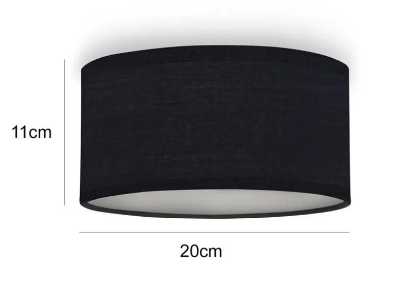 Deckenlampe CEILING DREAM, Stoff Schwarz / Abdeckung satiniert, Ø 20cm