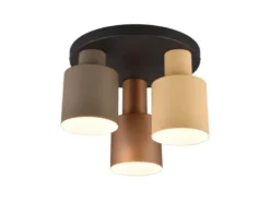 Deckenleuchte AGUDO 3-flammig Metall Lampenschirme Coffee Töne, Ø 37cm