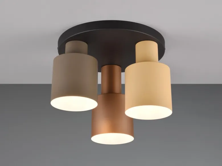Deckenleuchte AGUDO 3-flammig Metall Lampenschirme Coffee Töne, Ø 37cm