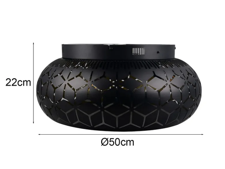 Deckenleuchte BIDAR mit Ventilator & Fernbedienung in Schwarz/Gold, Ø 50cm