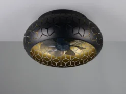 Deckenleuchte BIDAR mit Ventilator & Fernbedienung in Schwarz/Gold, Ø 50cm
