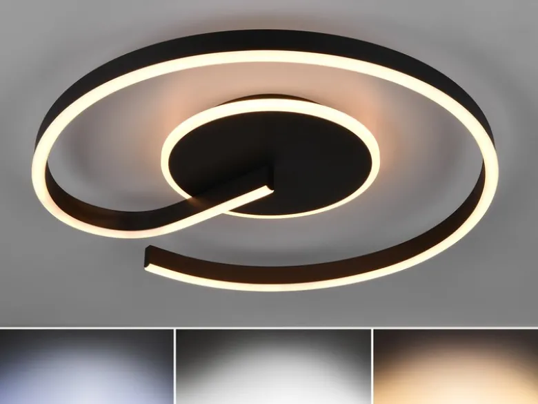 Deckenleuchte CALLE in Schwarz flach LED dimmbar & Lichtfarbe einstellbar Ø 50cm