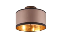 Deckenleuchte DAVOS mit Stoffschirm in Taupe/Gold, Ø 30cm