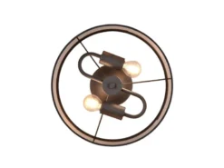 Deckenleuchte DAVOS mit Stoffschirm in Taupe/Gold, Ø 30cm