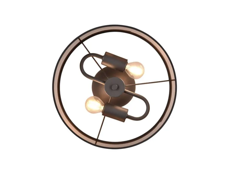 Deckenleuchte DAVOS mit Stoffschirm in Taupe/Gold, Ø 30cm