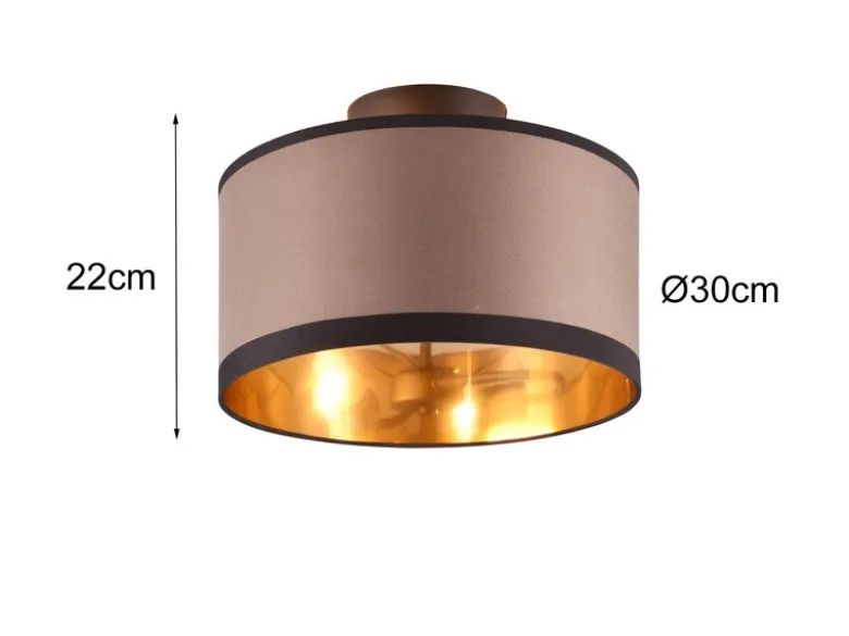 Deckenleuchte DAVOS mit Stoffschirm in Taupe/Gold, Ø 30cm