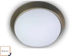 Deckenleuchte / Deckenschale, Opalglas matt, Dekorring Altmessing, Ø 25cm