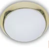 Deckenleuchte / Deckenschale, Opalglas matt, Dekorring Messing poliert, Ø 25cm