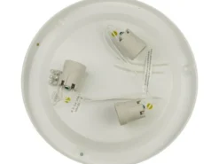 Deckenleuchte / Deckenschale rund, Opalglas matt, Dekorring Chrom, Ø 45cm